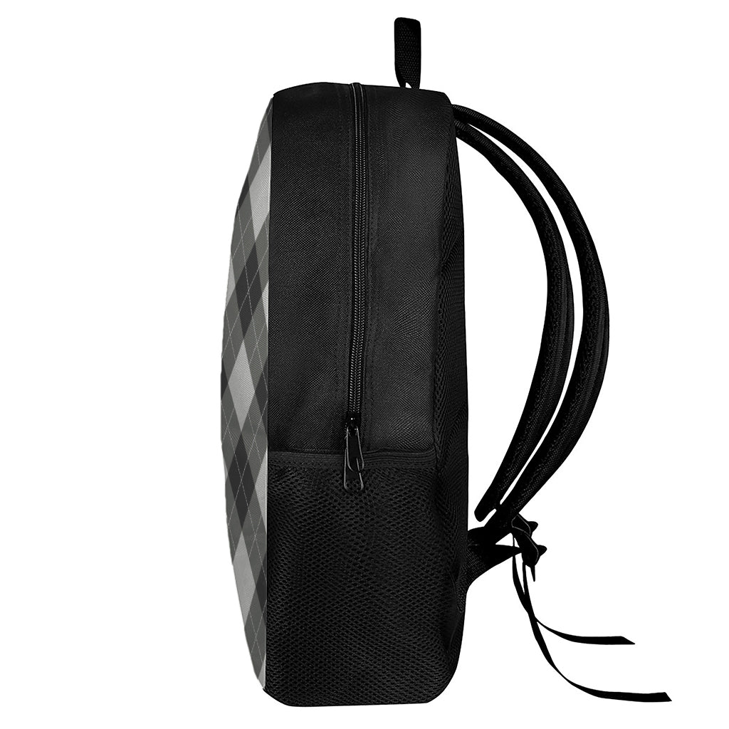 Shadow Grey Argyle Pattern Print 17 Inch Backpack