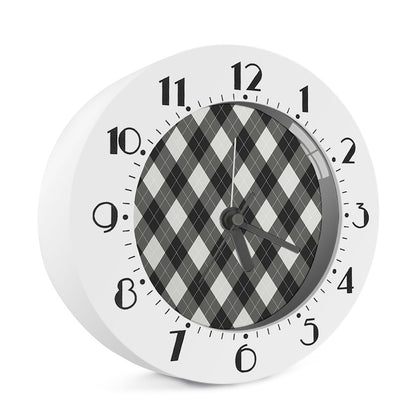 Shadow Grey Argyle Pattern Print Alarm Clock