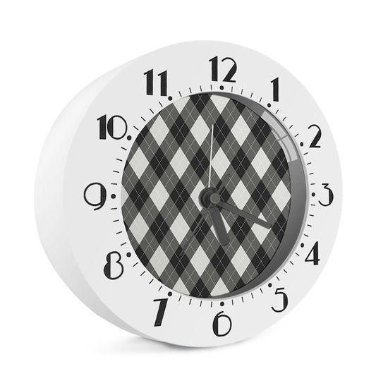 Shadow Grey Argyle Pattern Print Alarm Clock