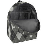 Shadow Grey Argyle Pattern Print Backpack