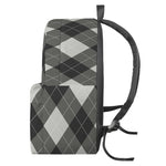 Shadow Grey Argyle Pattern Print Backpack