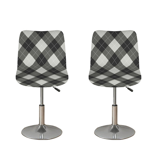 Shadow Grey Argyle Pattern Print Bar Stool Covers