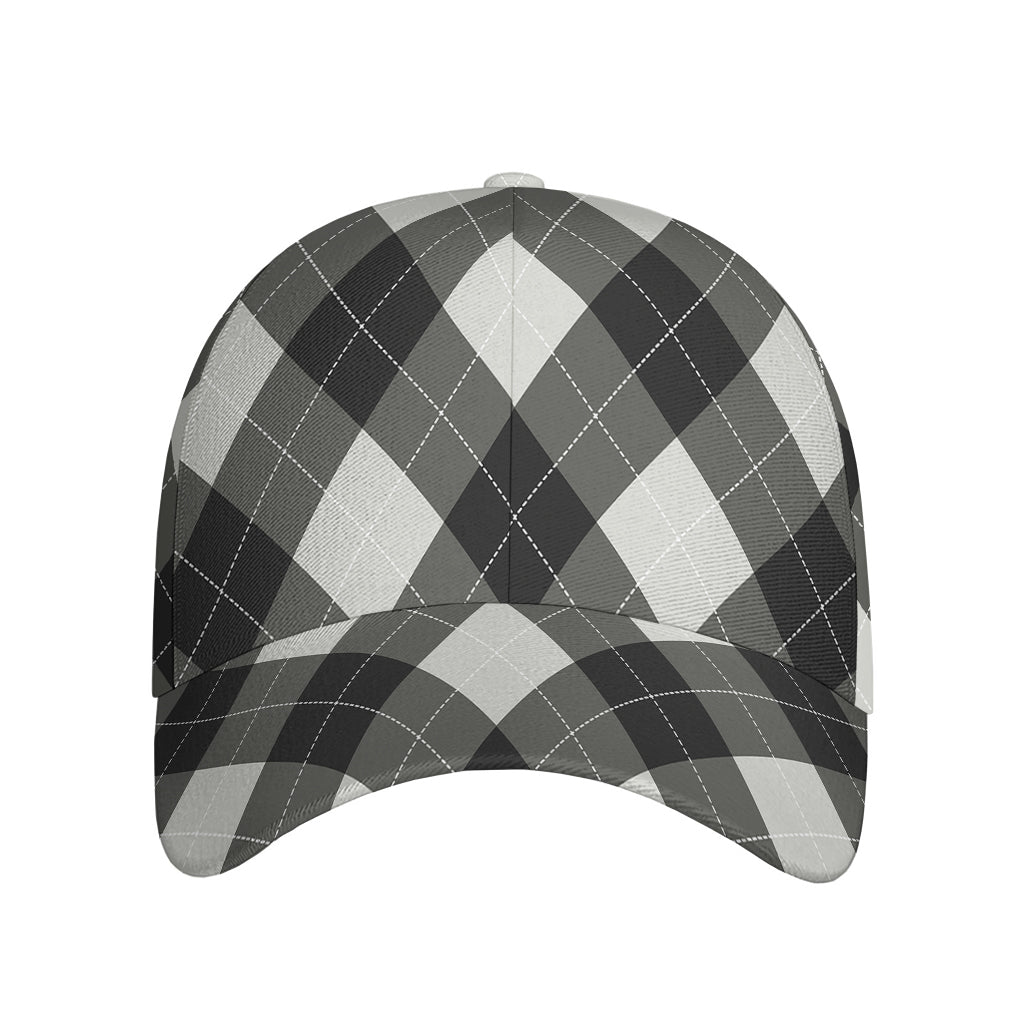 Shadow Grey Argyle Pattern Print Baseball Cap