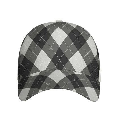 Shadow Grey Argyle Pattern Print Baseball Cap