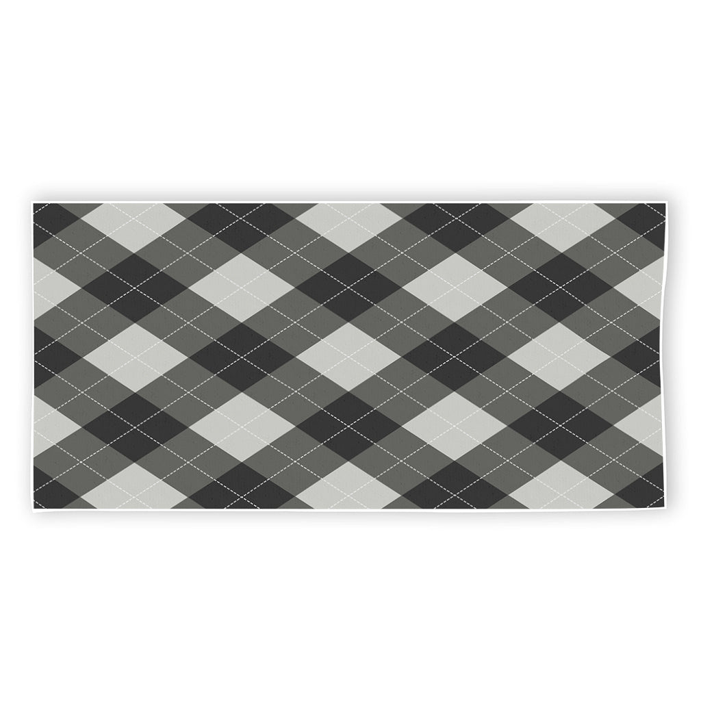 Shadow Grey Argyle Pattern Print Beach Towel