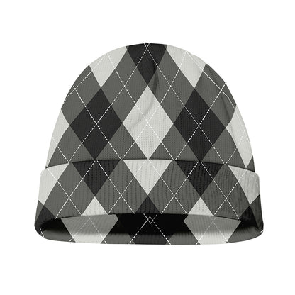 Shadow Grey Argyle Pattern Print Beanie