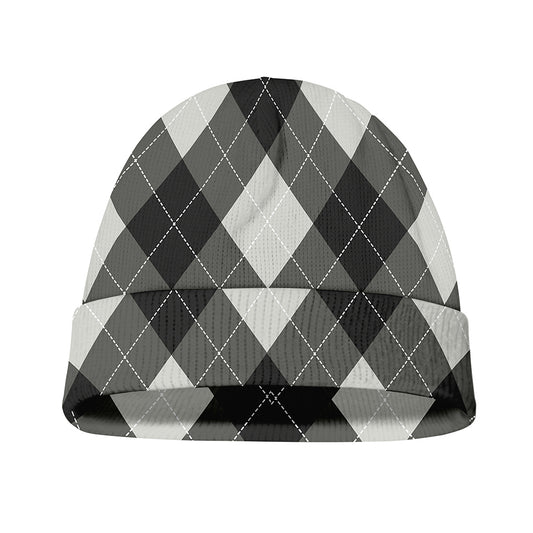 Shadow Grey Argyle Pattern Print Beanie