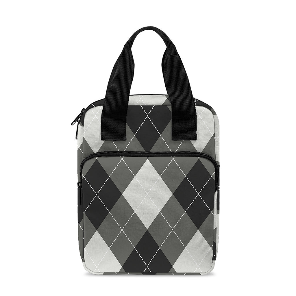 Shadow Grey Argyle Pattern Print Bible Tote Bag