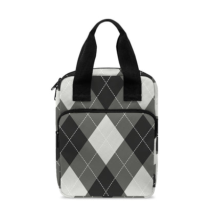 Shadow Grey Argyle Pattern Print Bible Tote Bag