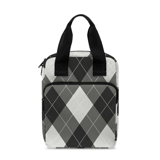 Shadow Grey Argyle Pattern Print Bible Tote Bag