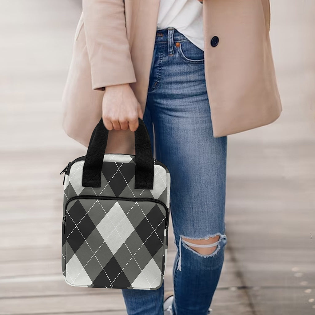 Shadow Grey Argyle Pattern Print Bible Tote Bag