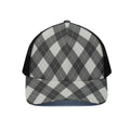 Shadow Grey Argyle Pattern Print Black Mesh Trucker Hat
