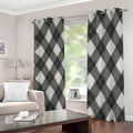 Shadow Grey Argyle Pattern Print Dimout Grommet Curtains