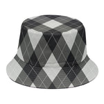 Shadow Grey Argyle Pattern Print Bucket Hat