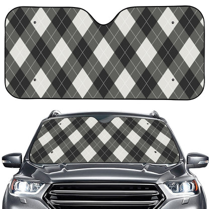 Shadow Grey Argyle Pattern Print Car Windshield Sun Shade