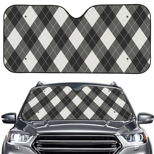 Shadow Grey Argyle Pattern Print Car Windshield Sun Shade