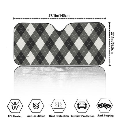 Shadow Grey Argyle Pattern Print Car Windshield Sun Shade