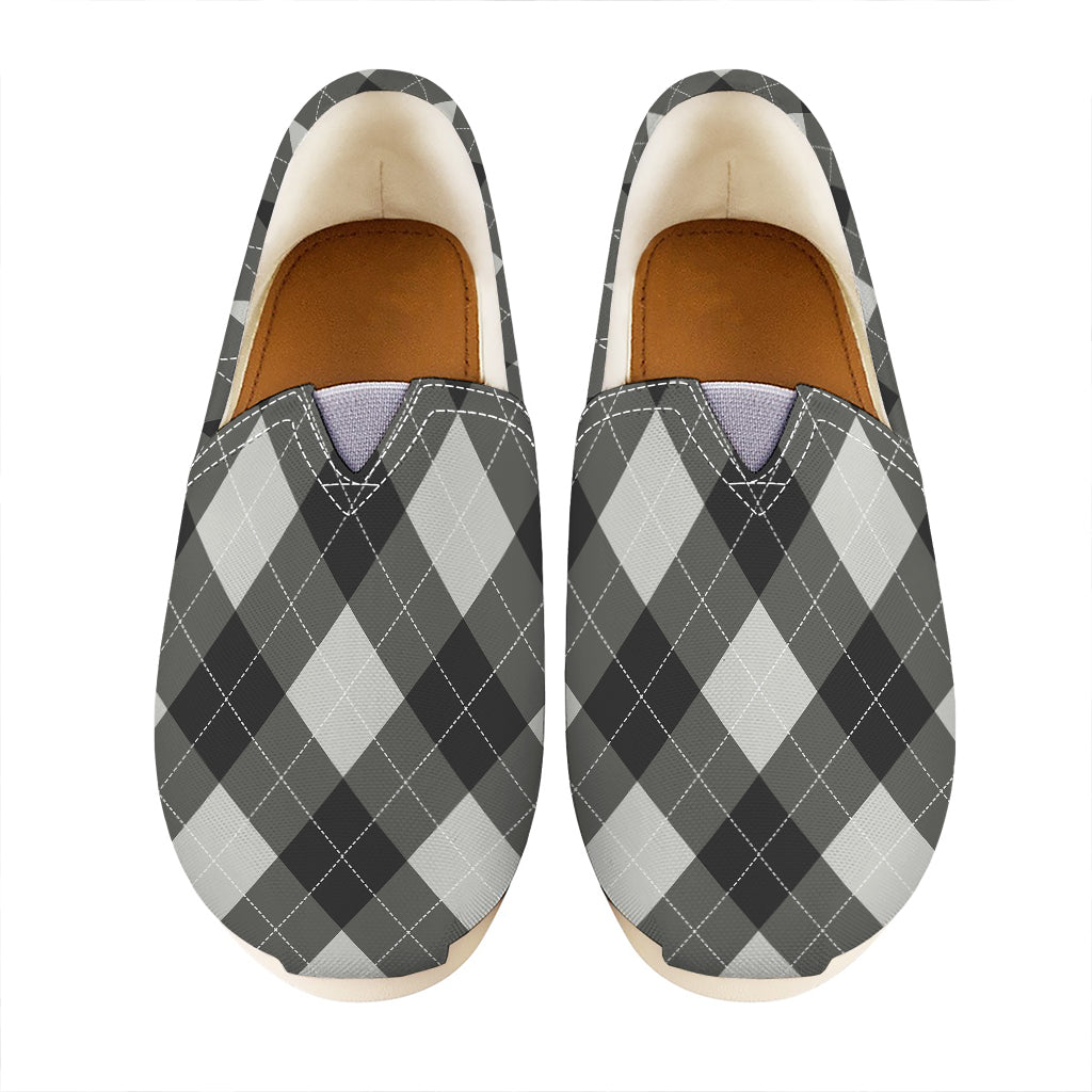 Shadow Grey Argyle Pattern Print Casual Shoes