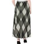Shadow Grey Argyle Pattern Print Chiffon Maxi Skirt