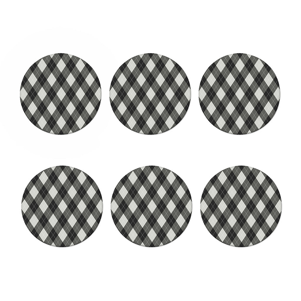 Shadow Grey Argyle Pattern Print Coaster Set