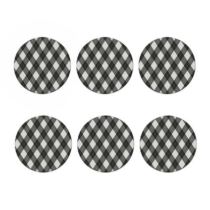 Shadow Grey Argyle Pattern Print Coaster Set