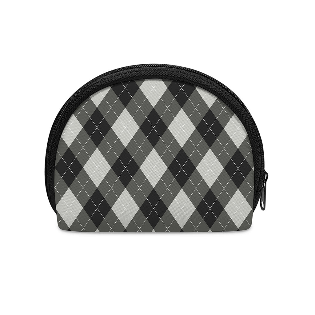 Shadow Grey Argyle Pattern Print Coin Purse