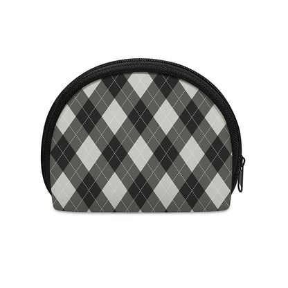Shadow Grey Argyle Pattern Print Coin Purse
