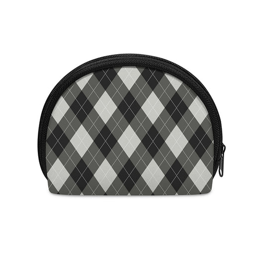 Shadow Grey Argyle Pattern Print Coin Purse