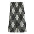 Shadow Grey Argyle Pattern Print Cotton Front Slit Maxi Skirt