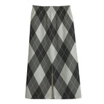 Shadow Grey Argyle Pattern Print Cotton Front Slit Maxi Skirt