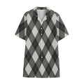 Shadow Grey Argyle Pattern Print Cotton Hawaiian Shirt