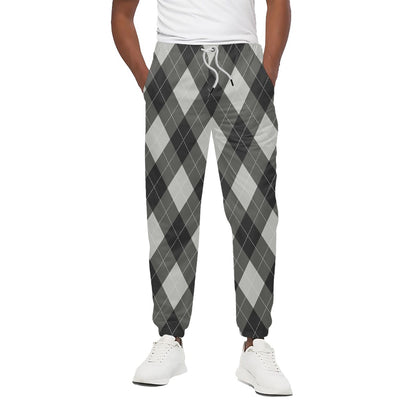 Shadow Grey Argyle Pattern Print Cotton Pants