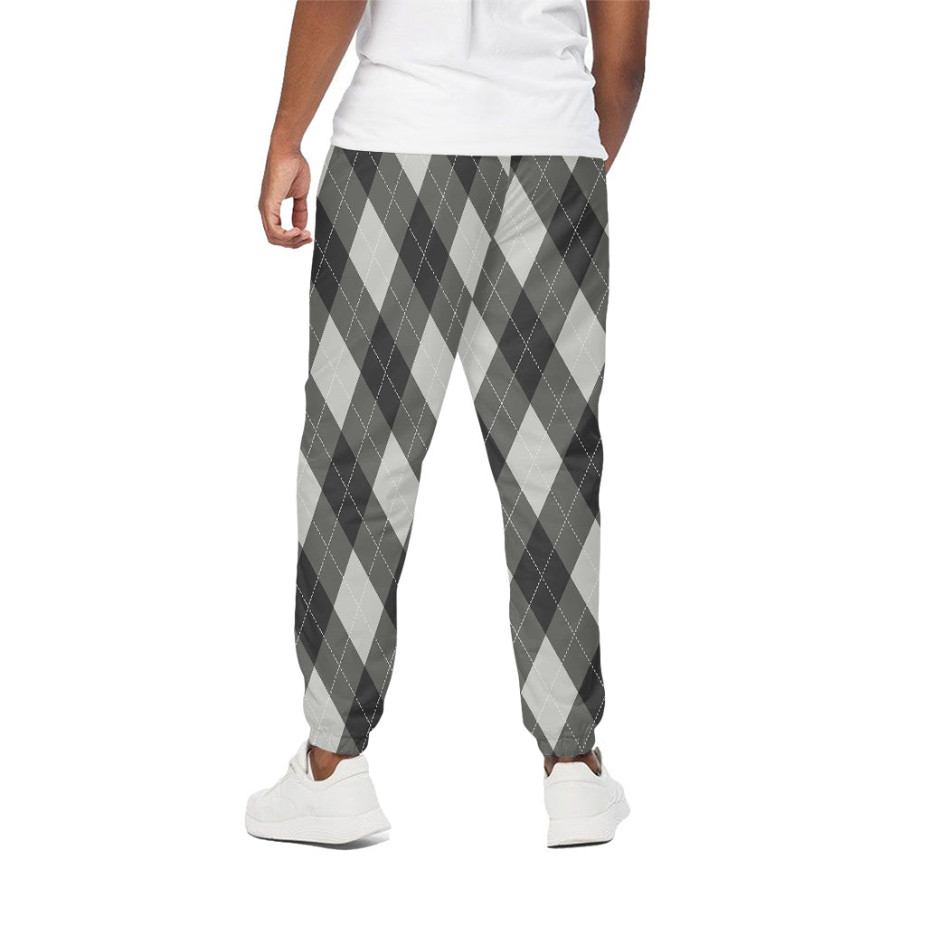 Shadow Grey Argyle Pattern Print Cotton Pants