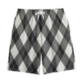 Shadow Grey Argyle Pattern Print Cotton Shorts