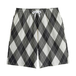 Shadow Grey Argyle Pattern Print Cotton Shorts