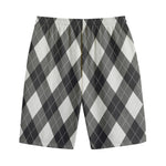Shadow Grey Argyle Pattern Print Cotton Shorts