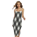 Shadow Grey Argyle Pattern Print Cross Back Cami Dress