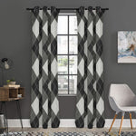 Shadow Grey Argyle Pattern Print Curtain