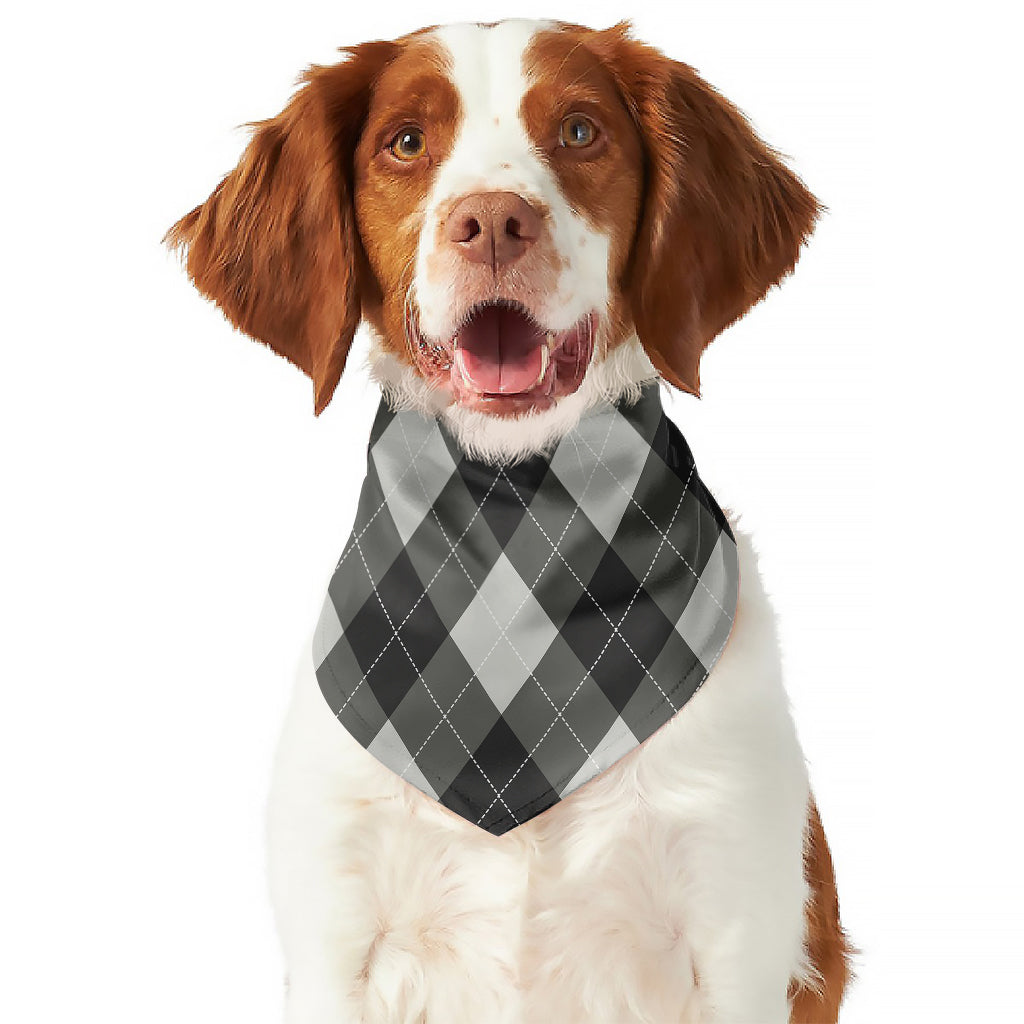 Shadow Grey Argyle Pattern Print Dog Bandana