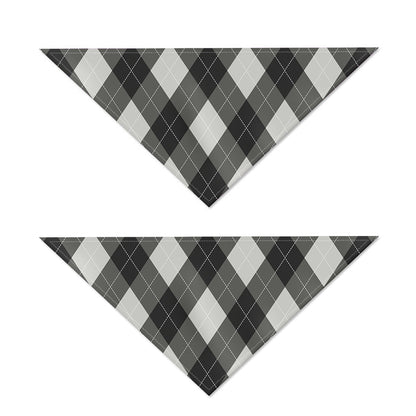Shadow Grey Argyle Pattern Print Dog Bandana