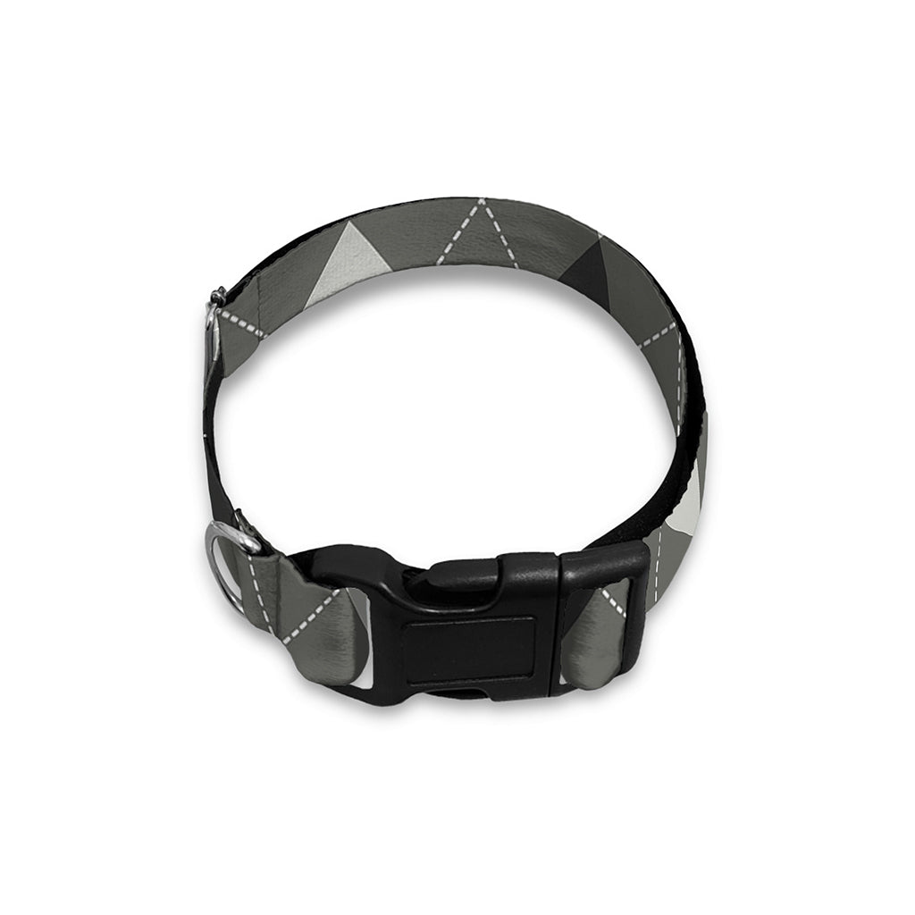 Shadow Grey Argyle Pattern Print Dog Collar
