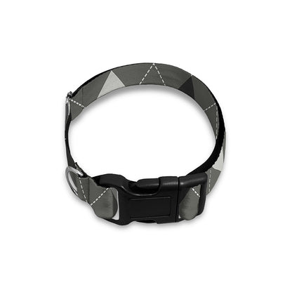 Shadow Grey Argyle Pattern Print Dog Collar