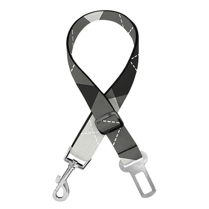 Shadow Grey Argyle Pattern Print Dog Seat Belt