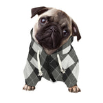 Shadow Grey Argyle Pattern Print Dog Zip Up Hoodie