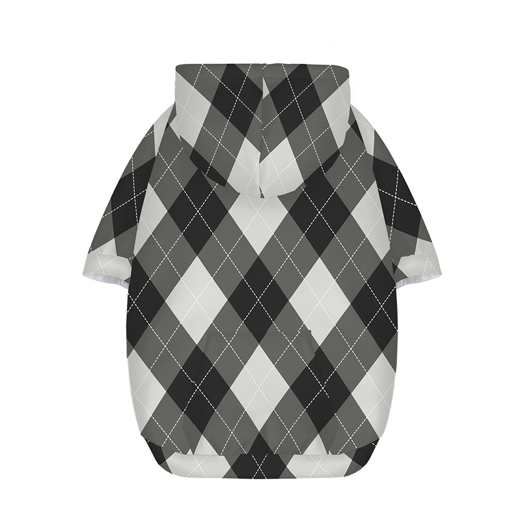 Shadow Grey Argyle Pattern Print Dog Zip Up Hoodie