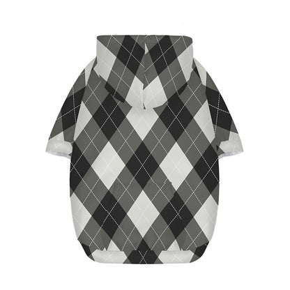 Shadow Grey Argyle Pattern Print Dog Zip Up Hoodie