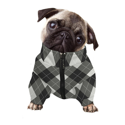 Shadow Grey Argyle Pattern Print Dog Zip Up Jacket
