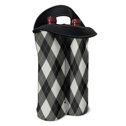 Shadow Grey Argyle Pattern Print Double Neoprene Wine Tote