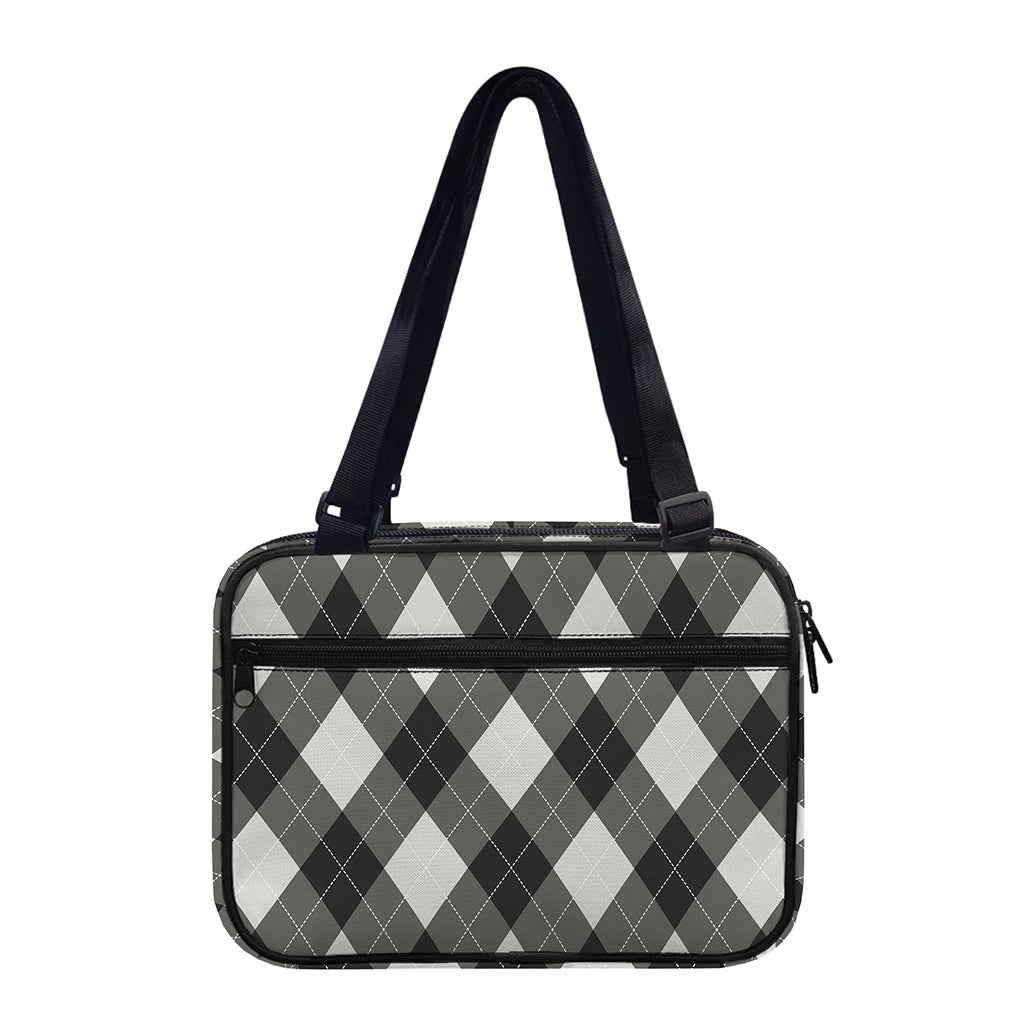 Shadow Grey Argyle Pattern Print Double Strap Bible Bag