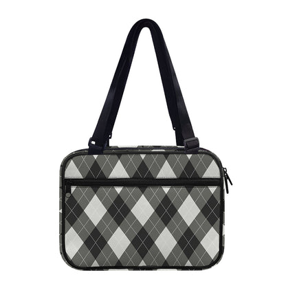 Shadow Grey Argyle Pattern Print Double Strap Bible Bag